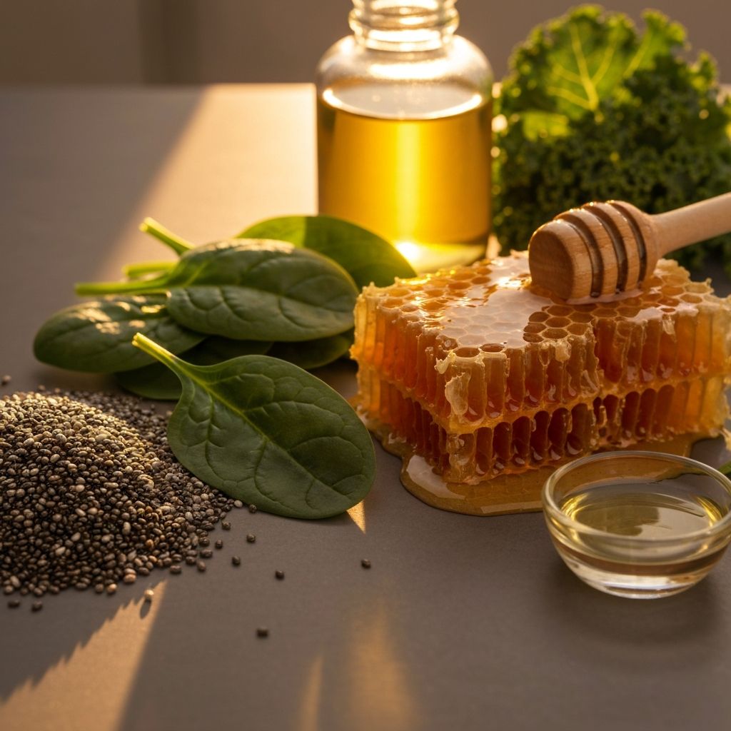 Premium natural ingredients with warm golden lighting